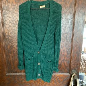 Forest green oversized knit cardigan